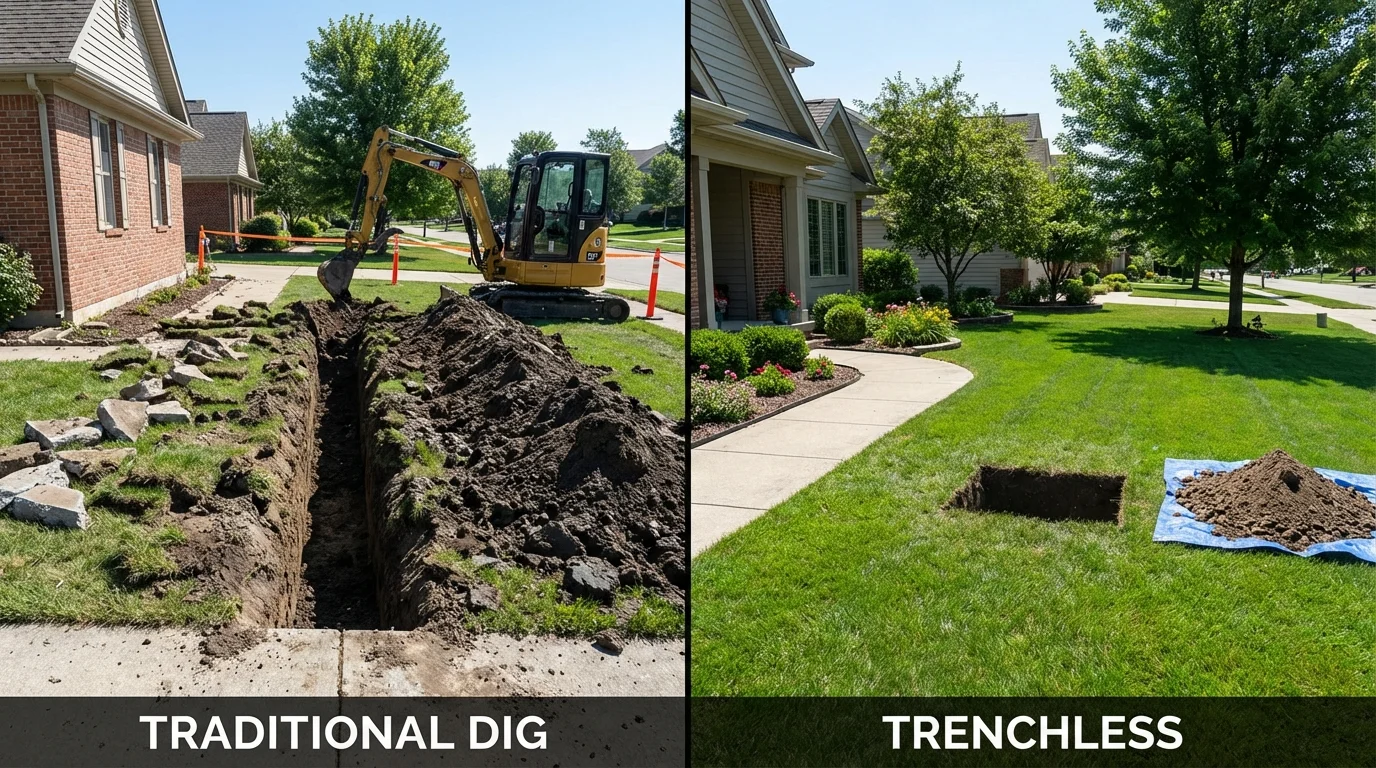 Trenchless sewer repair with minimal yard damage versus traditional excavation in Soperton, GA